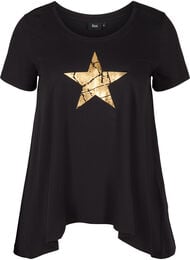 A-linjeformad och asymmetrisk t-shirt i bomull, Black STAR