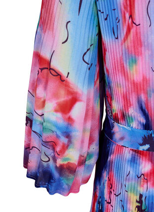 Plisserad klänning med mönster och knytband, Lavender Space AOP, Packshot image number 3