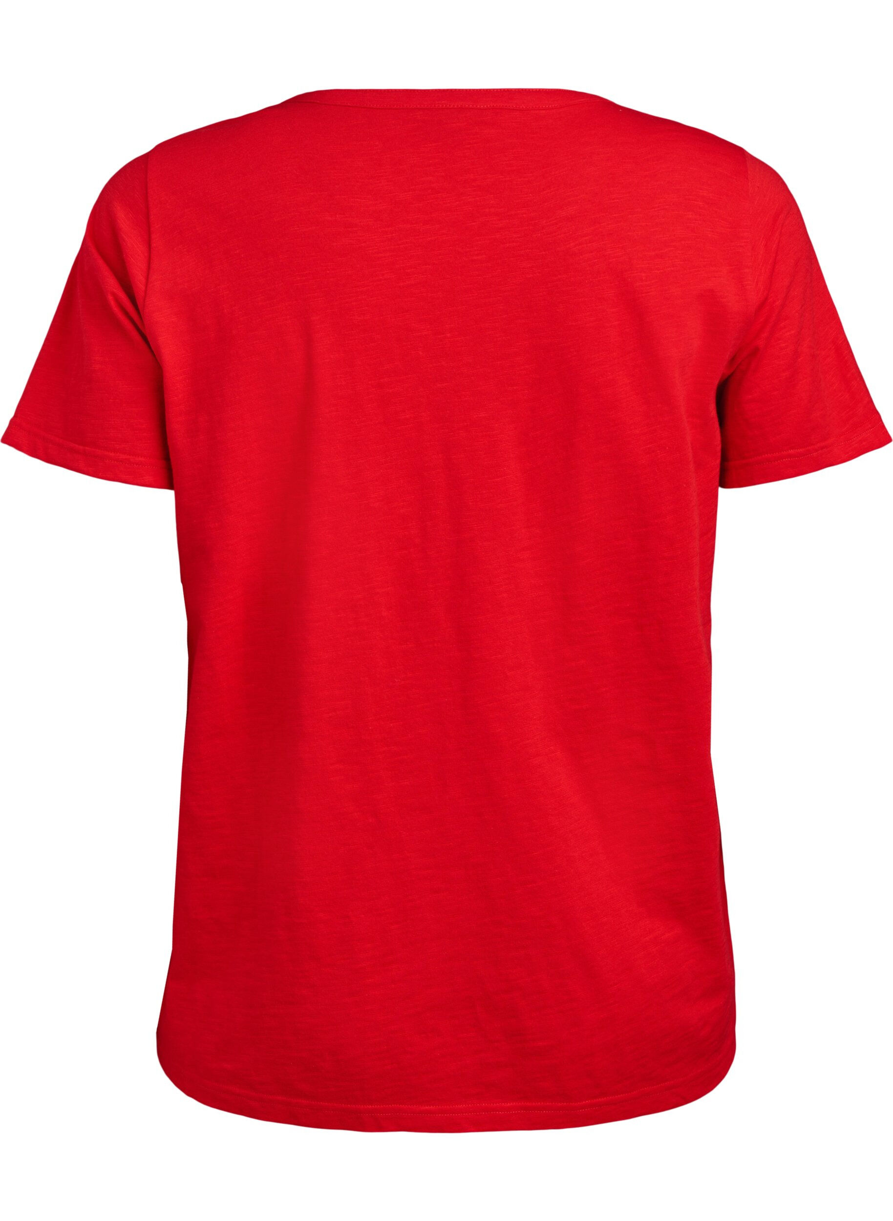 ZizziT-shirt med knappdetalj, R&ouml;d, Packshot image number 1