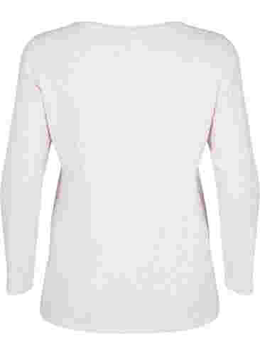 Ribbad långärmad tröja, Natural Mélange, Packshot image number 1