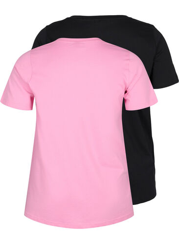 2-pack t-shirt i bomull, Rosebloom / Black, Packshot image number 1