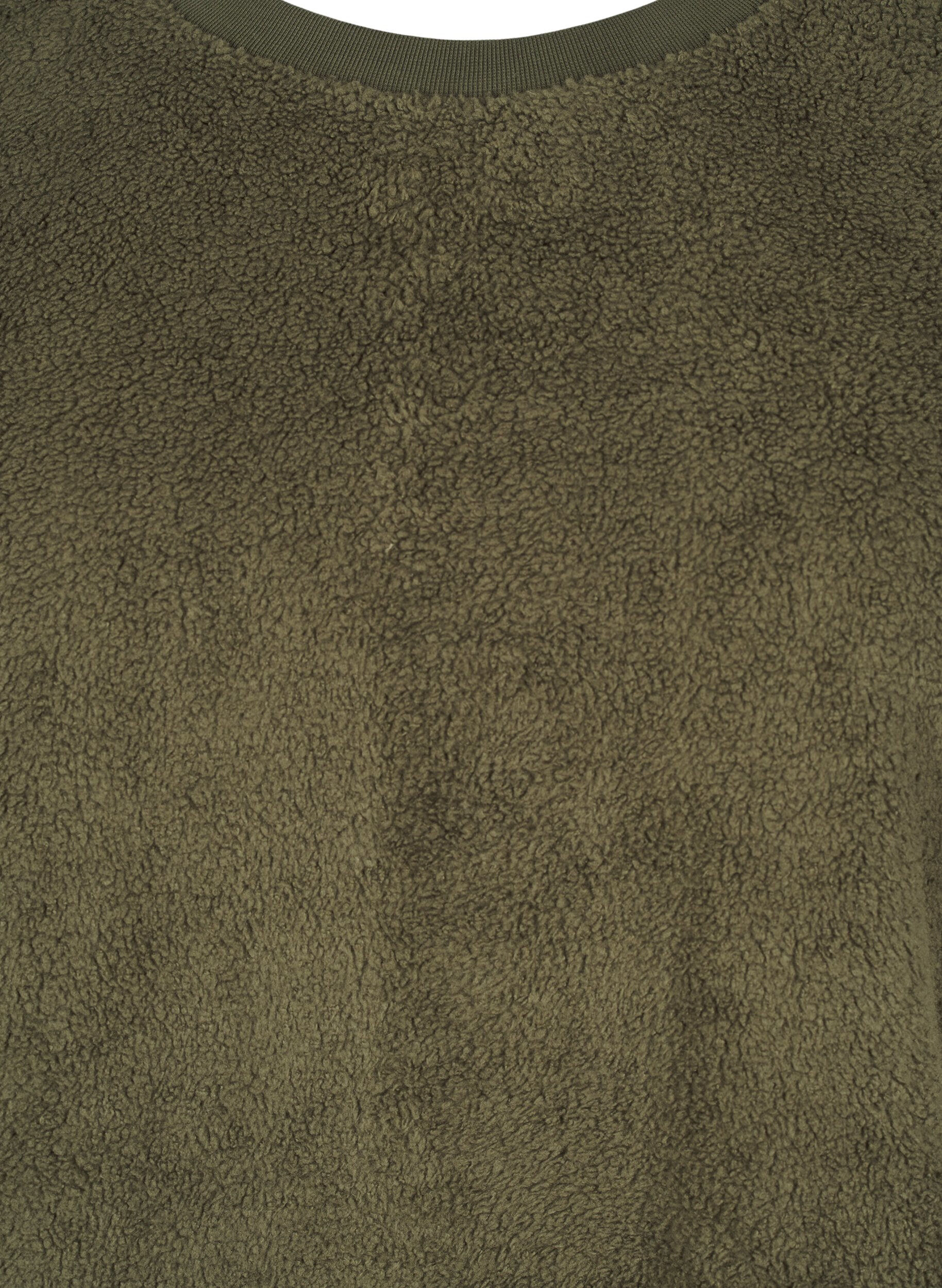 Zizzi L&ouml;s teddyblus med rund halsringning, Forest Night, Packshot image number 2