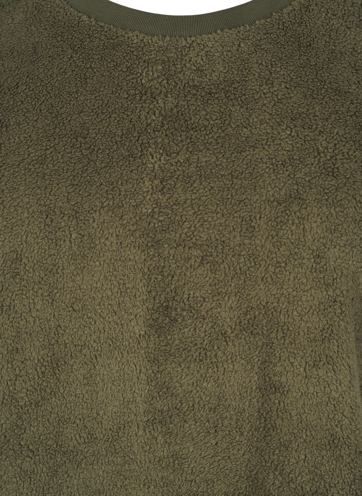 Lös teddyblus med rund halsringning, Forest Night, Packshot image number 2