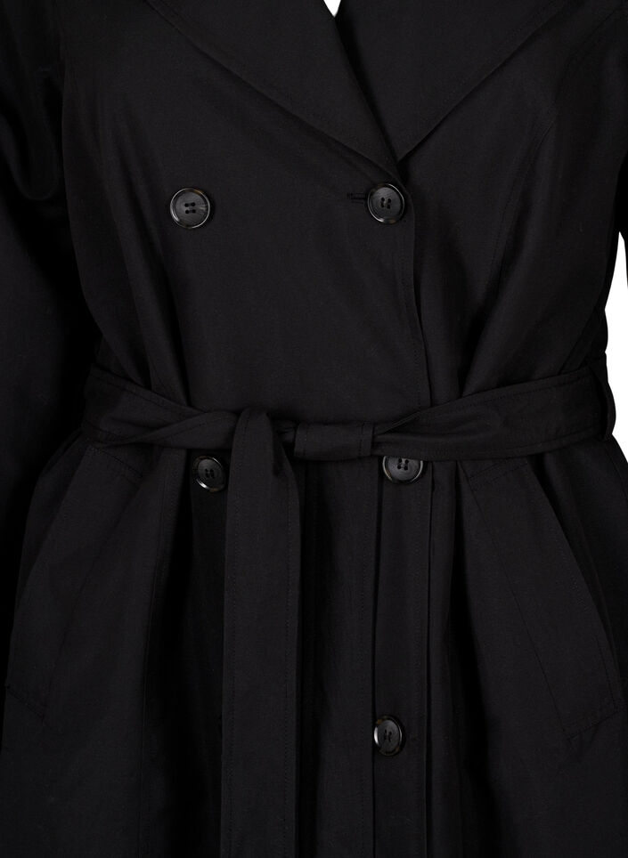 Trenchcoat med bälte och slits, Black, Packshot image number 2