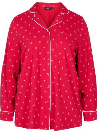 Pyjamasskjorta med mönster, Tango Red AOP, Packshot image number 0
