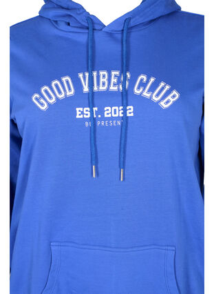 Sweatshirt med texttryck och huva, Dazzling Blue, Packshot image number 2