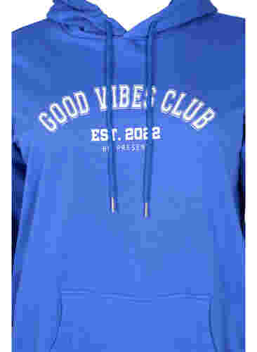 Sweatshirt med texttryck och huva, Dazzling Blue, Packshot image number 2