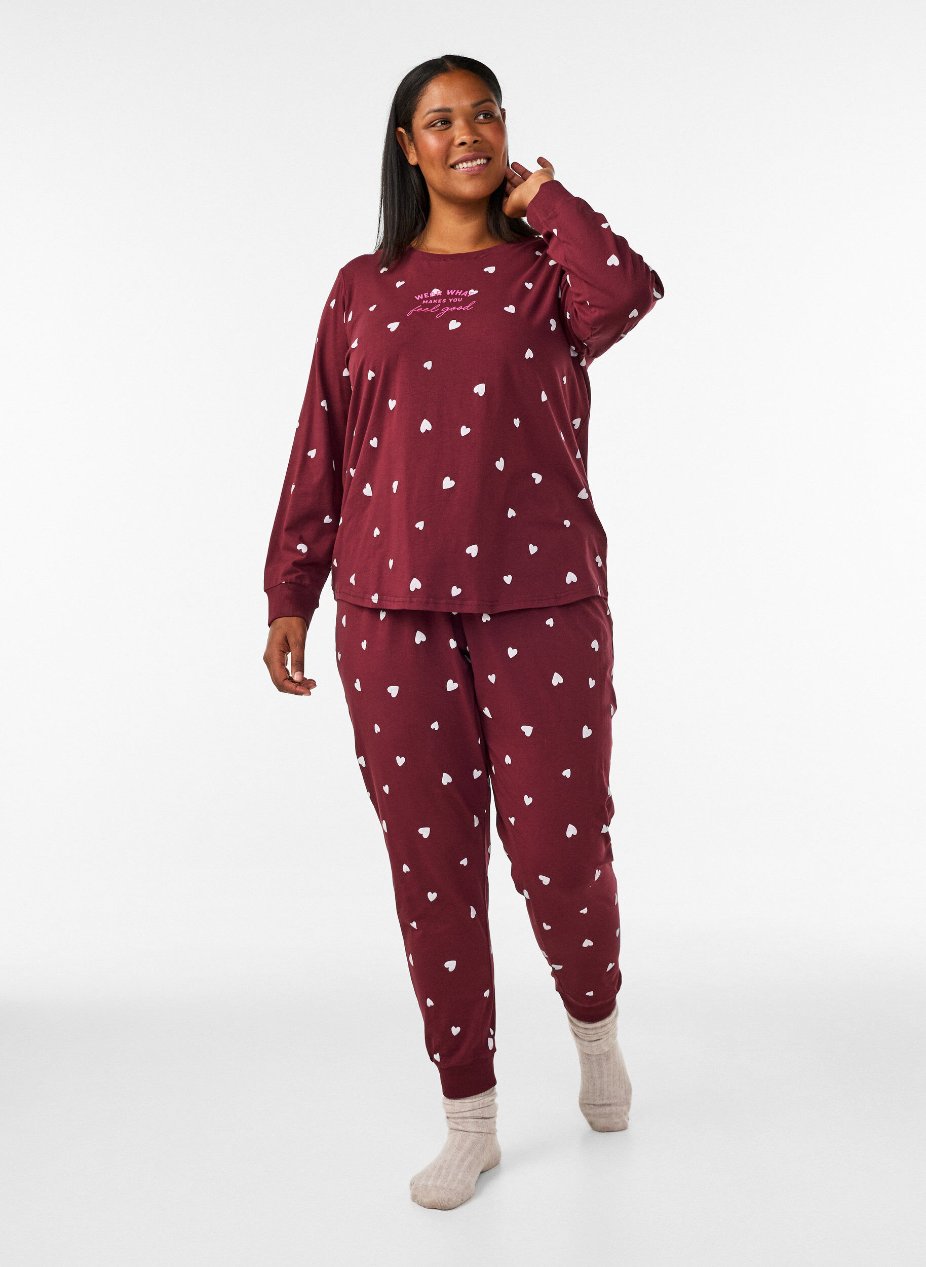 M&ouml;nstrade pyjamasbyxor, R&ouml;d, Model
