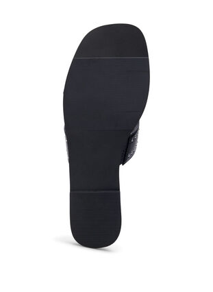Platta slip on-sandaler med bred passform och nitar, Black, Packshot image number 4