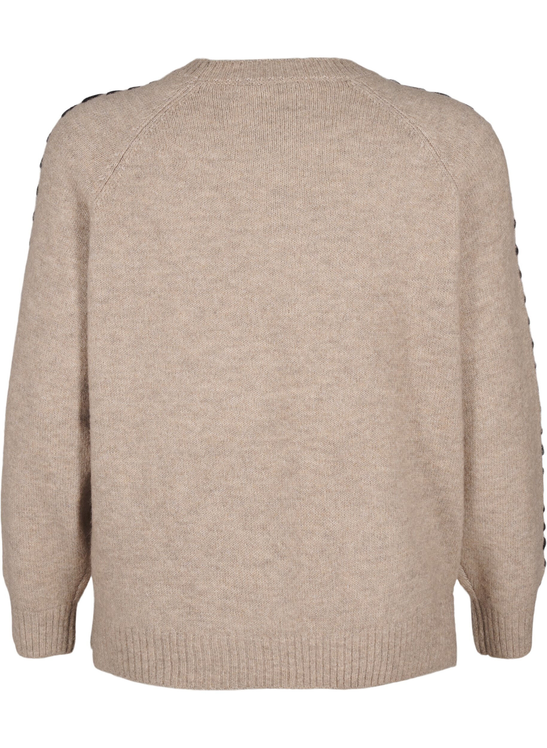 Zizzi Stickad blus med s&ouml;mmar, Desert T.Wh.Mel.Comb, Packshot image number 1