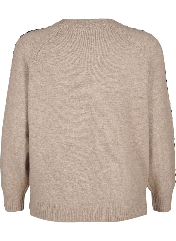 Stickad blus med sömmar, Desert T.Wh.Mel.Comb, Packshot image number 1