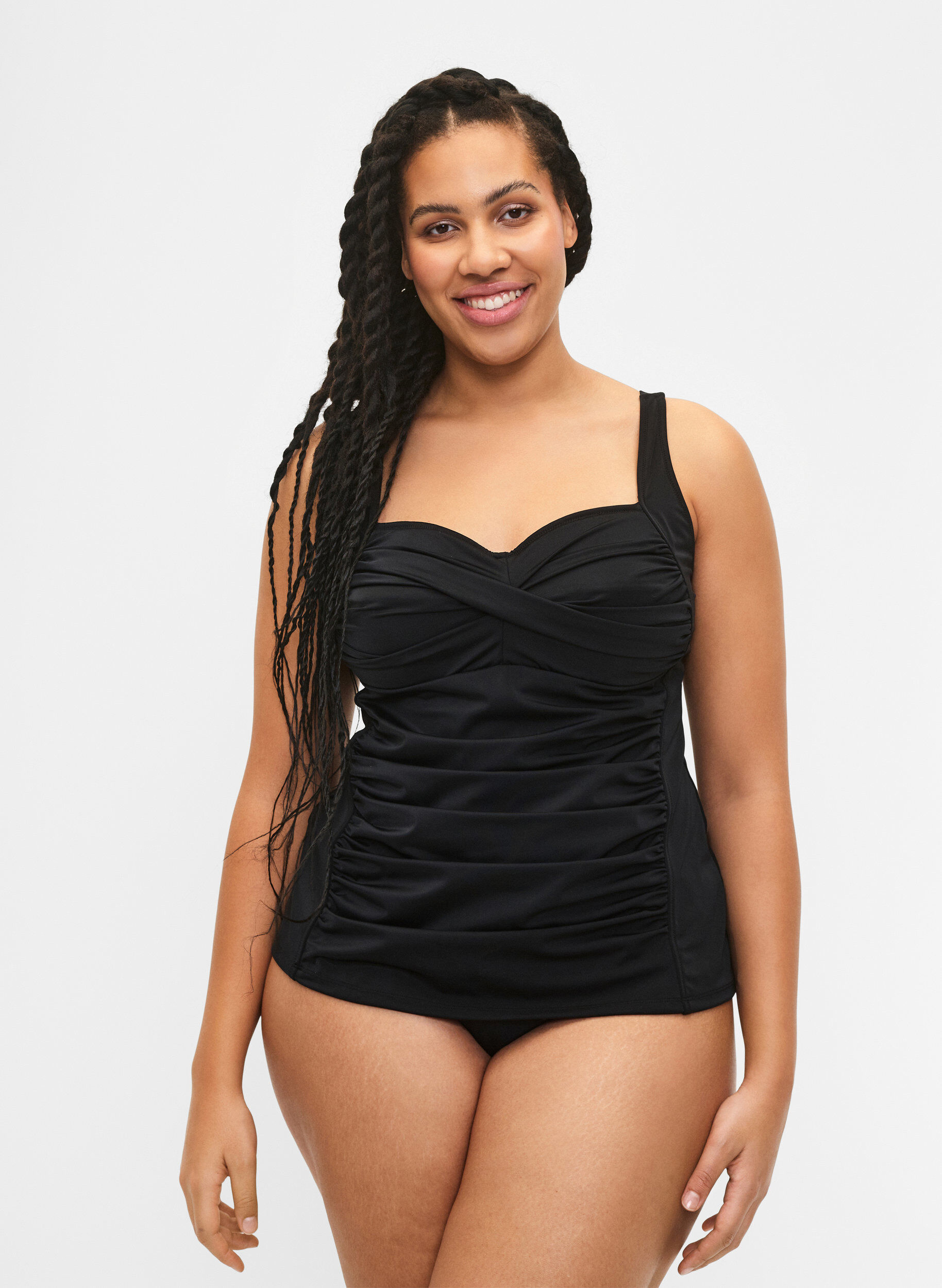 Zizzi Tankini med drapering, Svart, Model image number 1