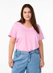 Kort&auml;rmad t-shirt med v-hals, Rosa, Model image number 0