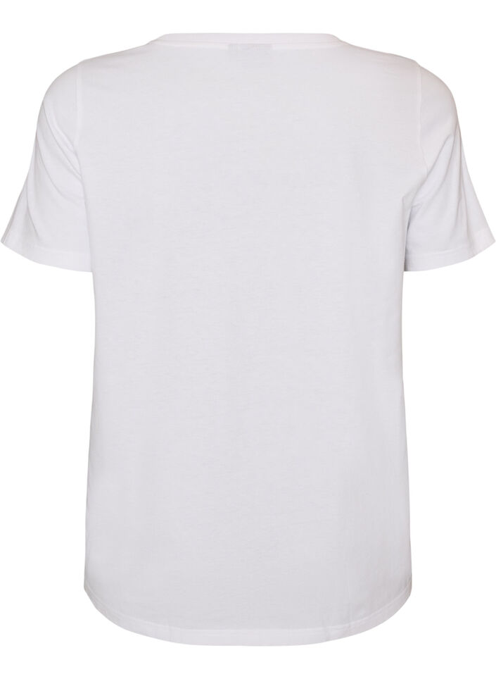T-shirt i bomull med tryck p&aring; br&ouml;stet, Vit, Packshot image number 1