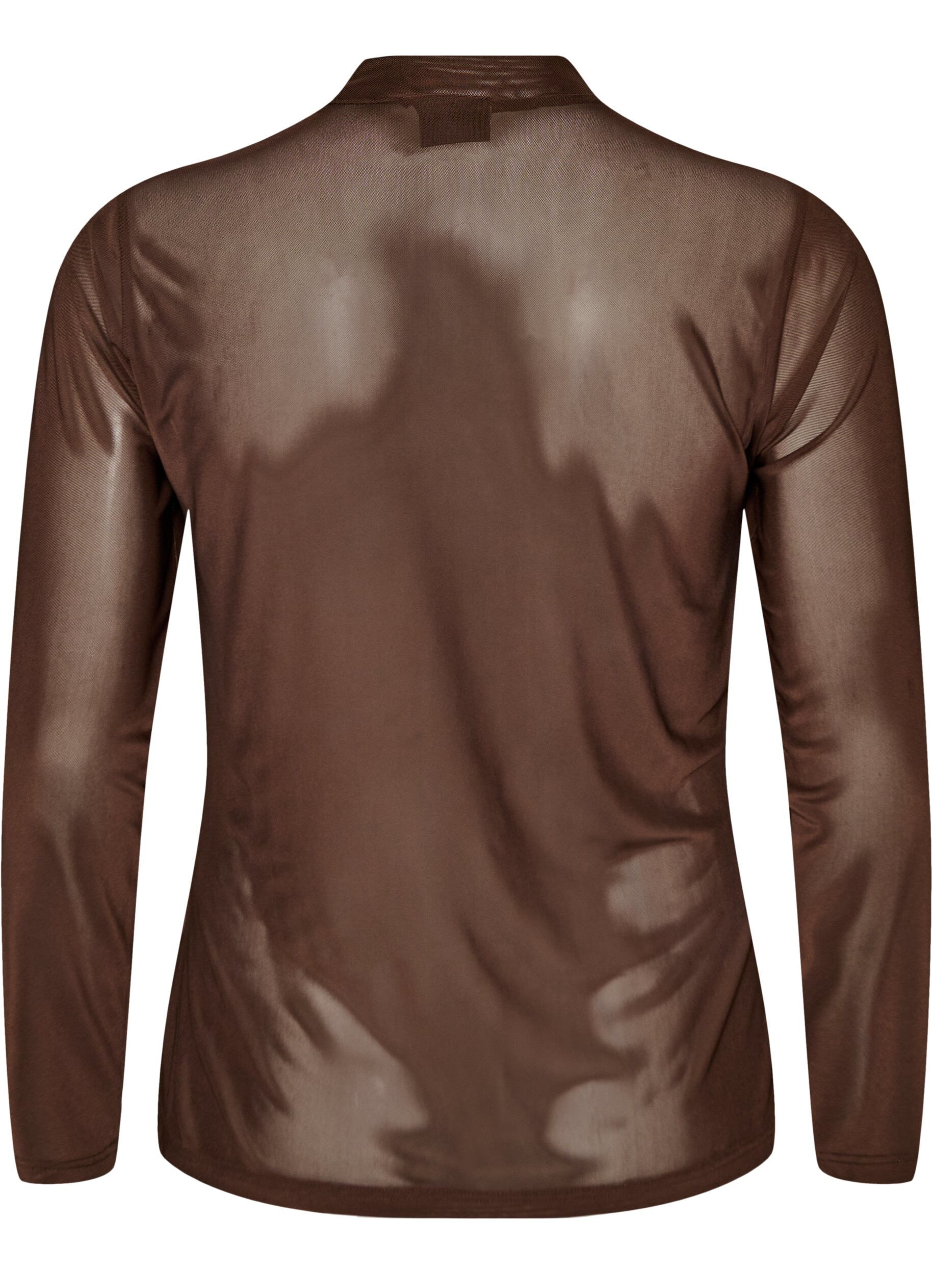 ZizziFigursydd blus i mesh med l&aring;nga &auml;rmar, Brun, Packshot image number 1