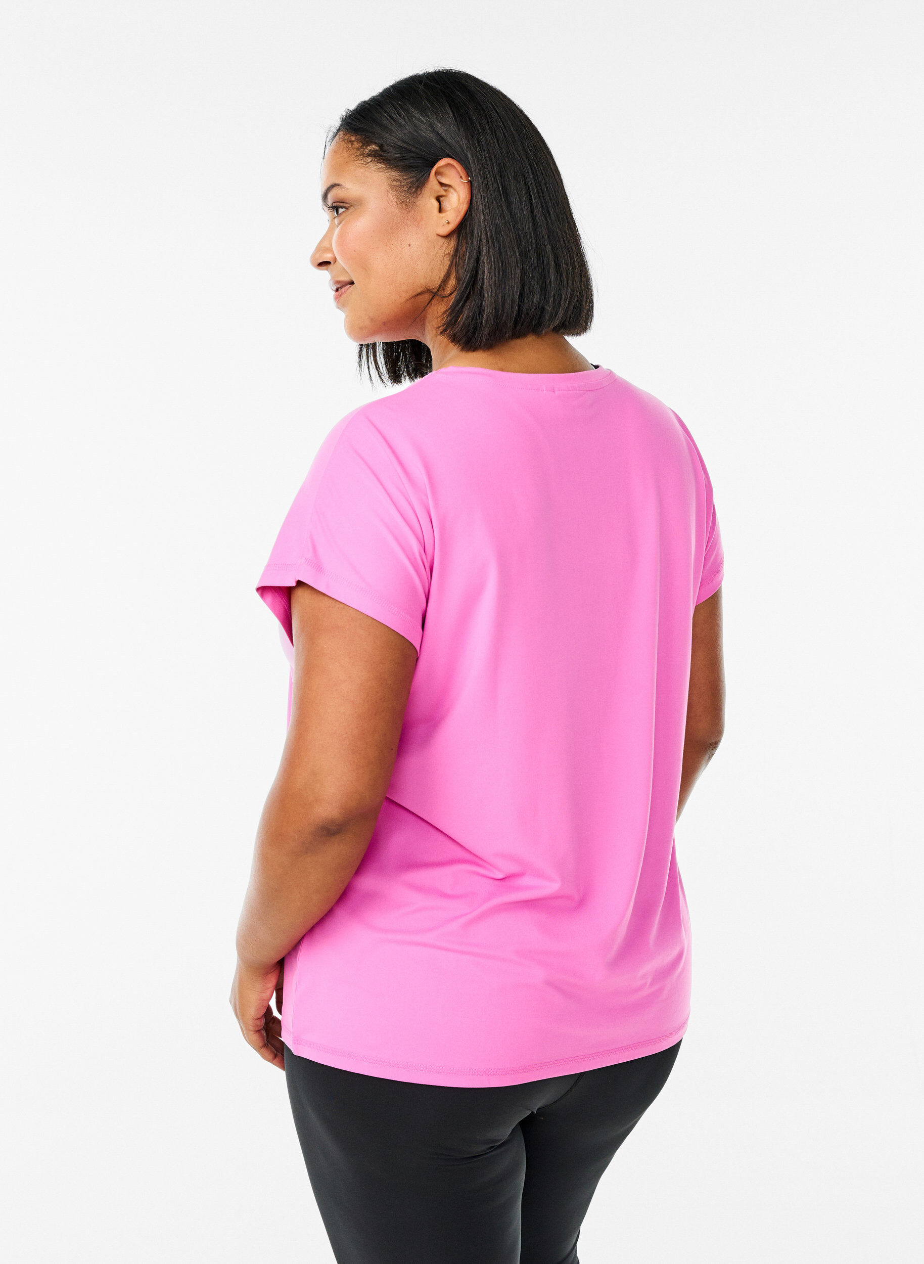 Zizzi Enf&auml;rgad tr&auml;nings t-shirt, Rosa, Model image number 2