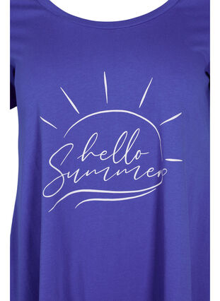 A-linjeformad t-shirt i bomull, Dazzling Blue HELLO , Packshot image number 2
