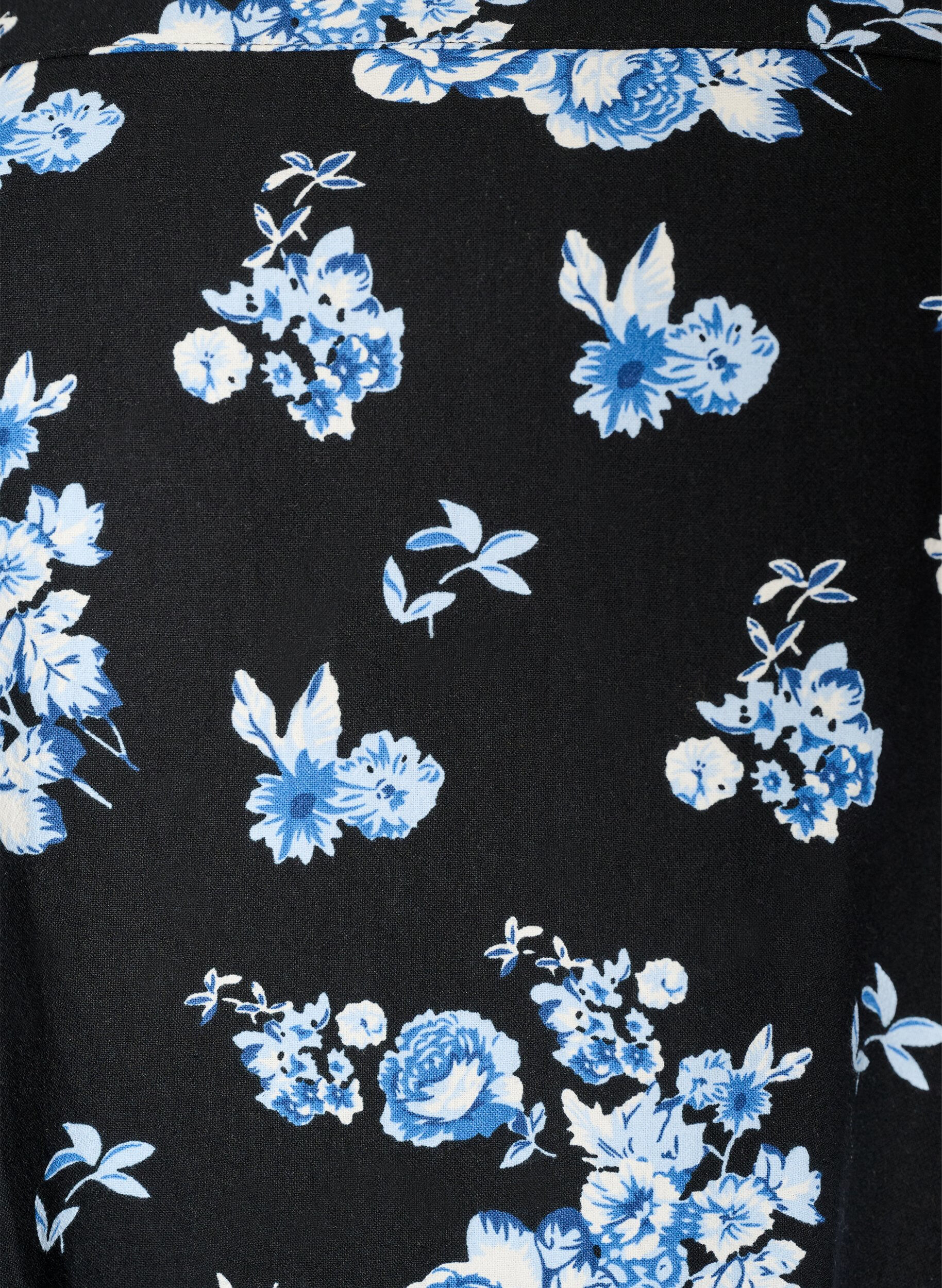 ZizziKort&auml;rmad bomullskl&auml;nning med tryck, Svart, Packshot image number 2