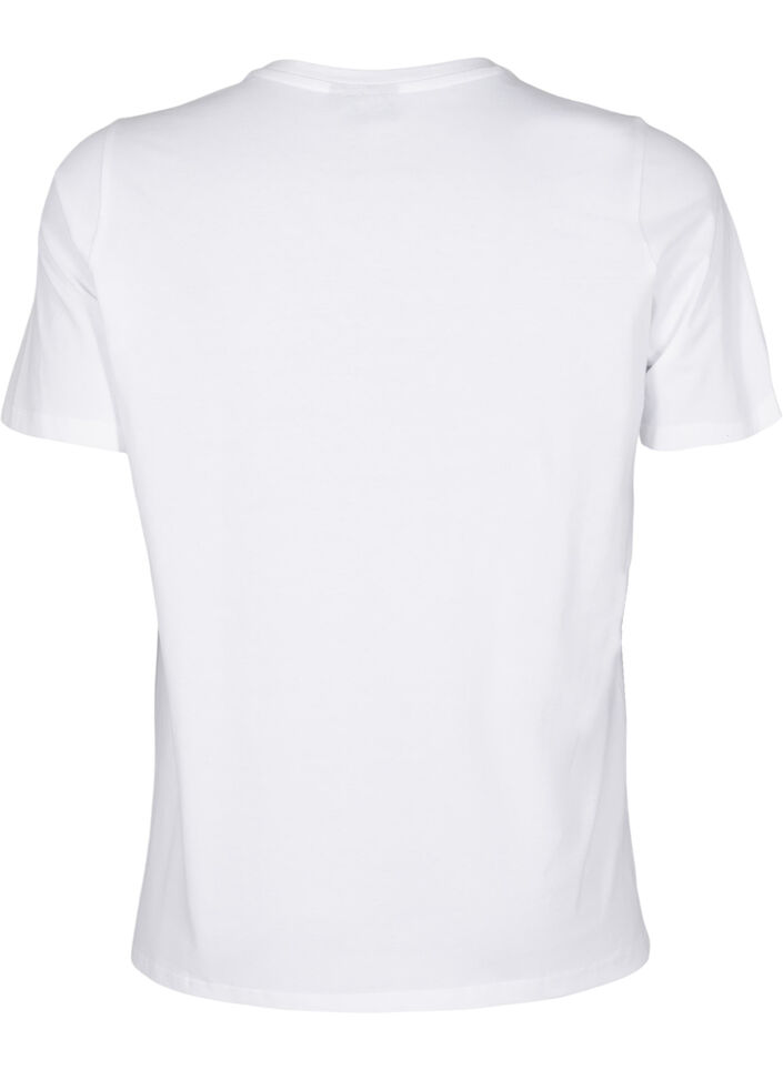 T-shirt med rund hals och strasstenar, Bright White, Packshot image number 1