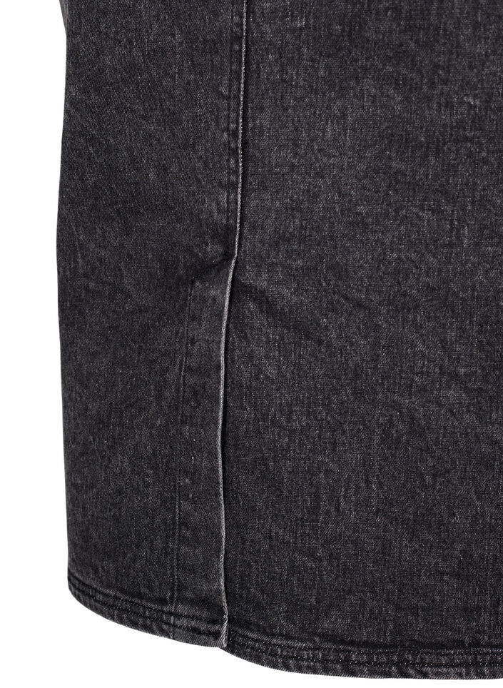 Denimkjol med slits framtill, Dark Grey Denim, Packshot image number 4