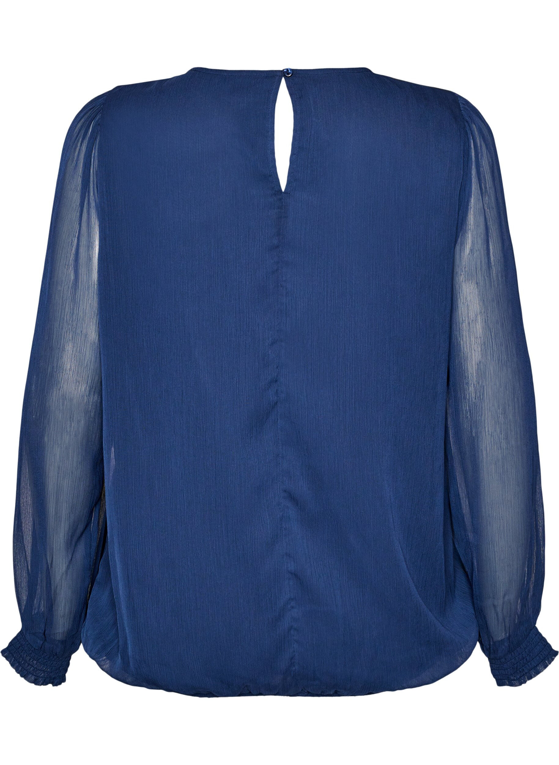 ZizziBlus i chiffong med genomskinliga &auml;rmar, Bl&aring;, Packshot image number 1