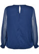 Blus i chiffong med genomskinliga &auml;rmar, Bl&aring;, Packshot image number 1
