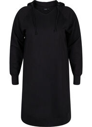 Sweatshirtklänning med huva, Black Solid