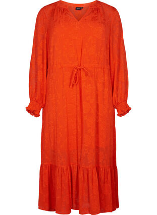 Långärmad midi-klänning i jacquard-look, Orange.com, Packshot image number 0