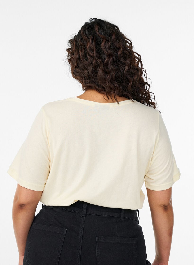 T-shirt med tryck, Gul, Model image number 2