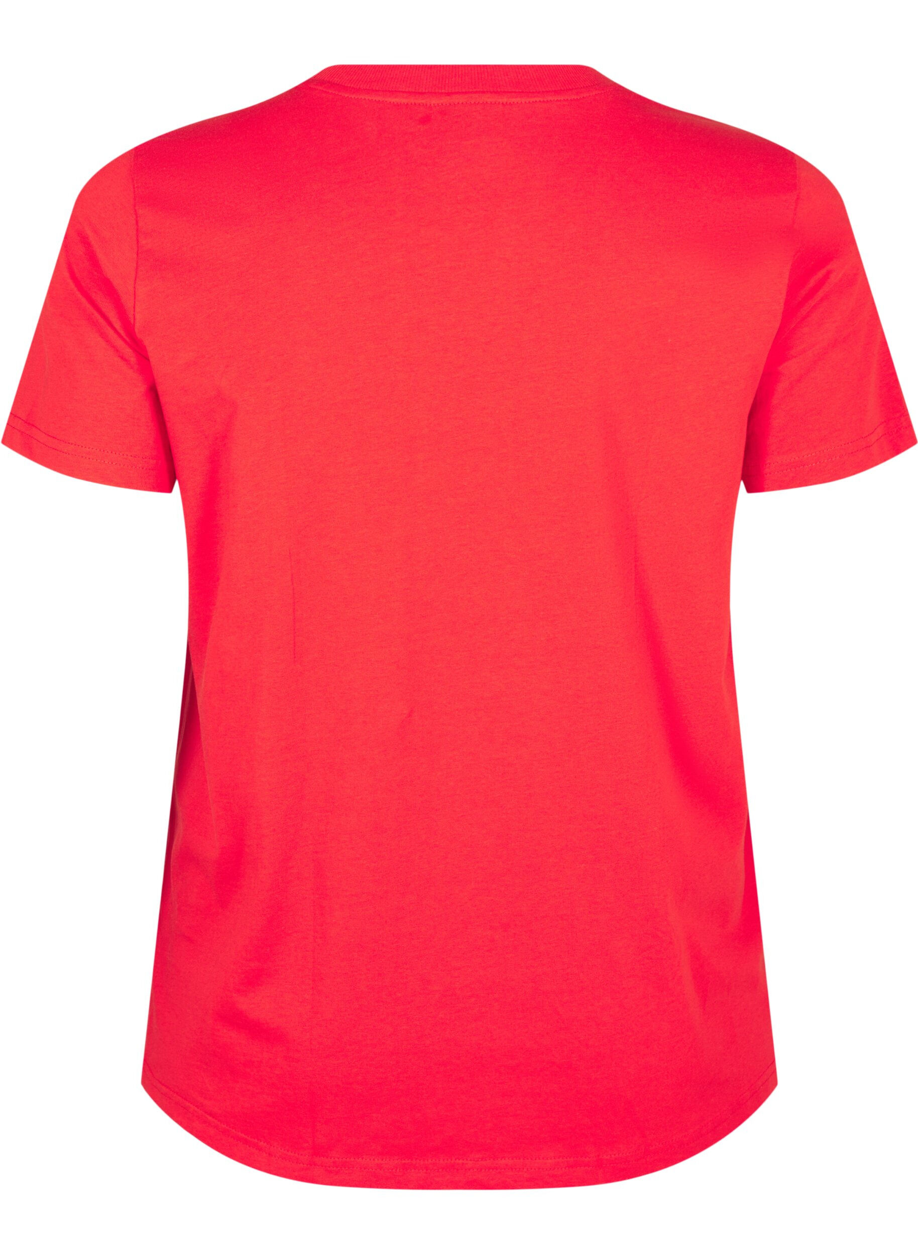 ZizziEnkel t-shirt i bomull med rund halsringning, R&ouml;d, Packshot image number 1