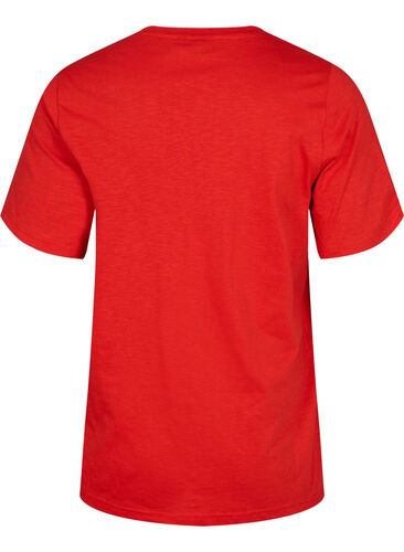 V-ringad bas t-shirt med korta ärmar, Flame Scarlet, Packshot image number 1