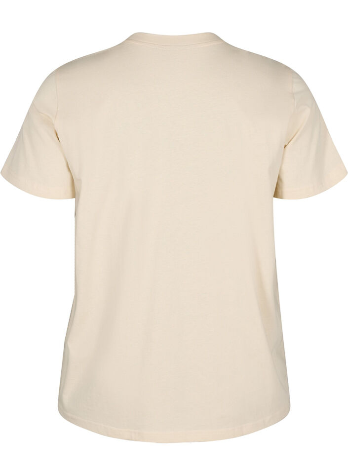T-shirt i bomull med tryck, Beige, Packshot image number 1