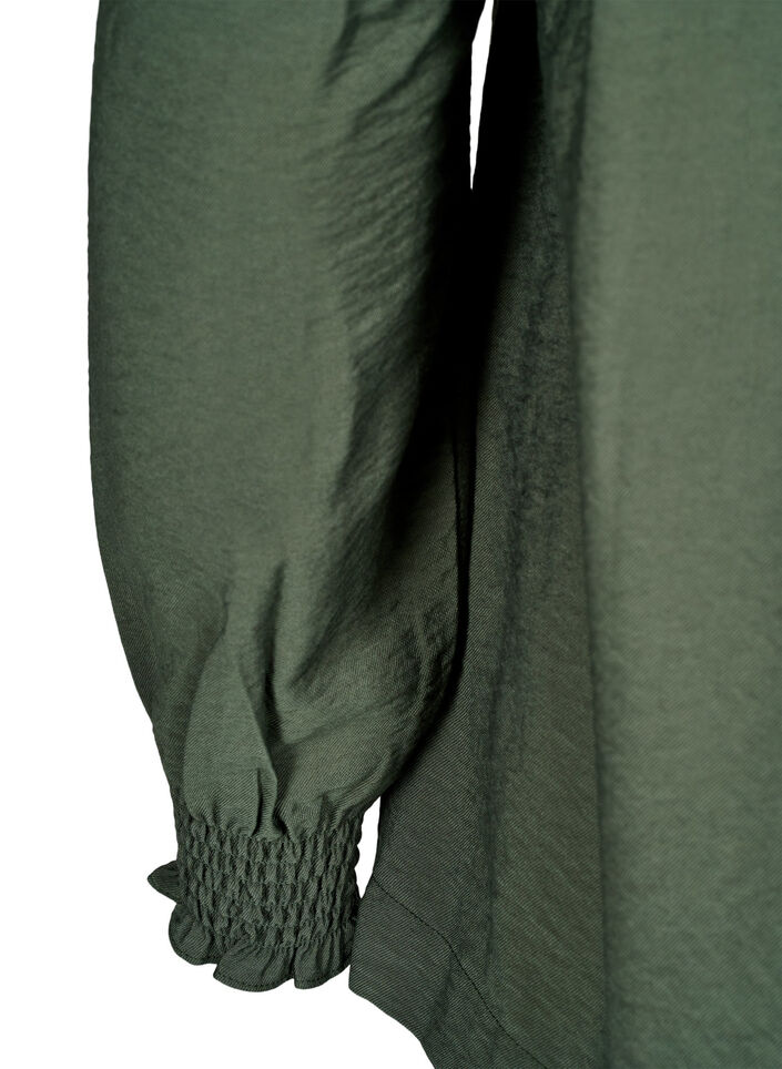 Blus med volangkrage, Grön, Packshot image number 3