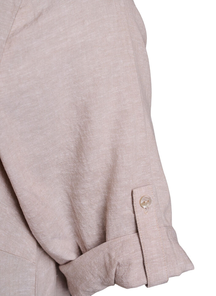 Tunika i linne och viskos med A-linjeform, Beige, Packshot image number 3