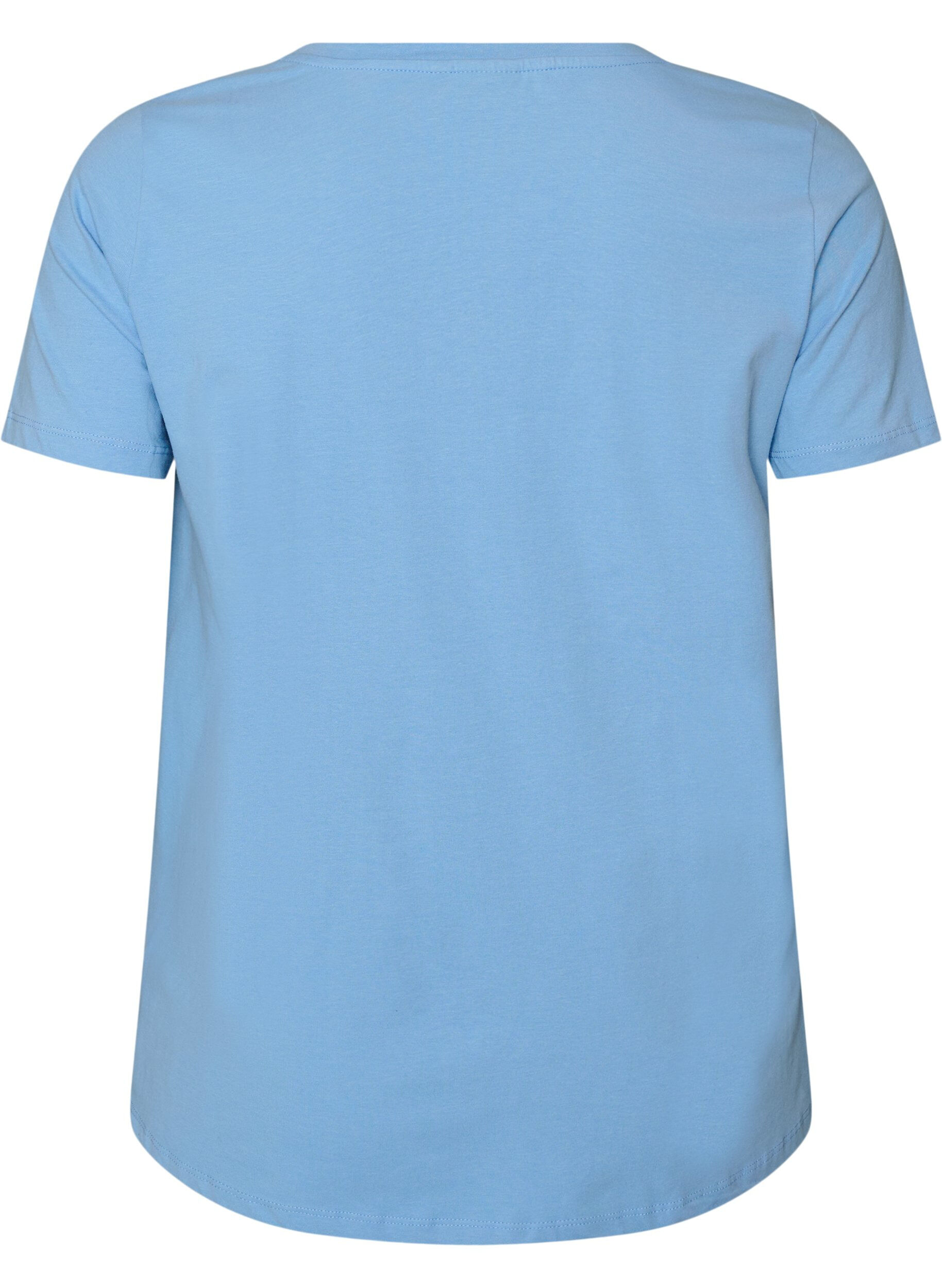 ZizziEnf&auml;rgad t-shirt i bomull, Bl&aring;, Packshot image number 1