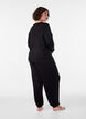 L&ouml;sa pyjamasbyxor i viskos med res&aring;r i midjan, Svart, Model image number 1