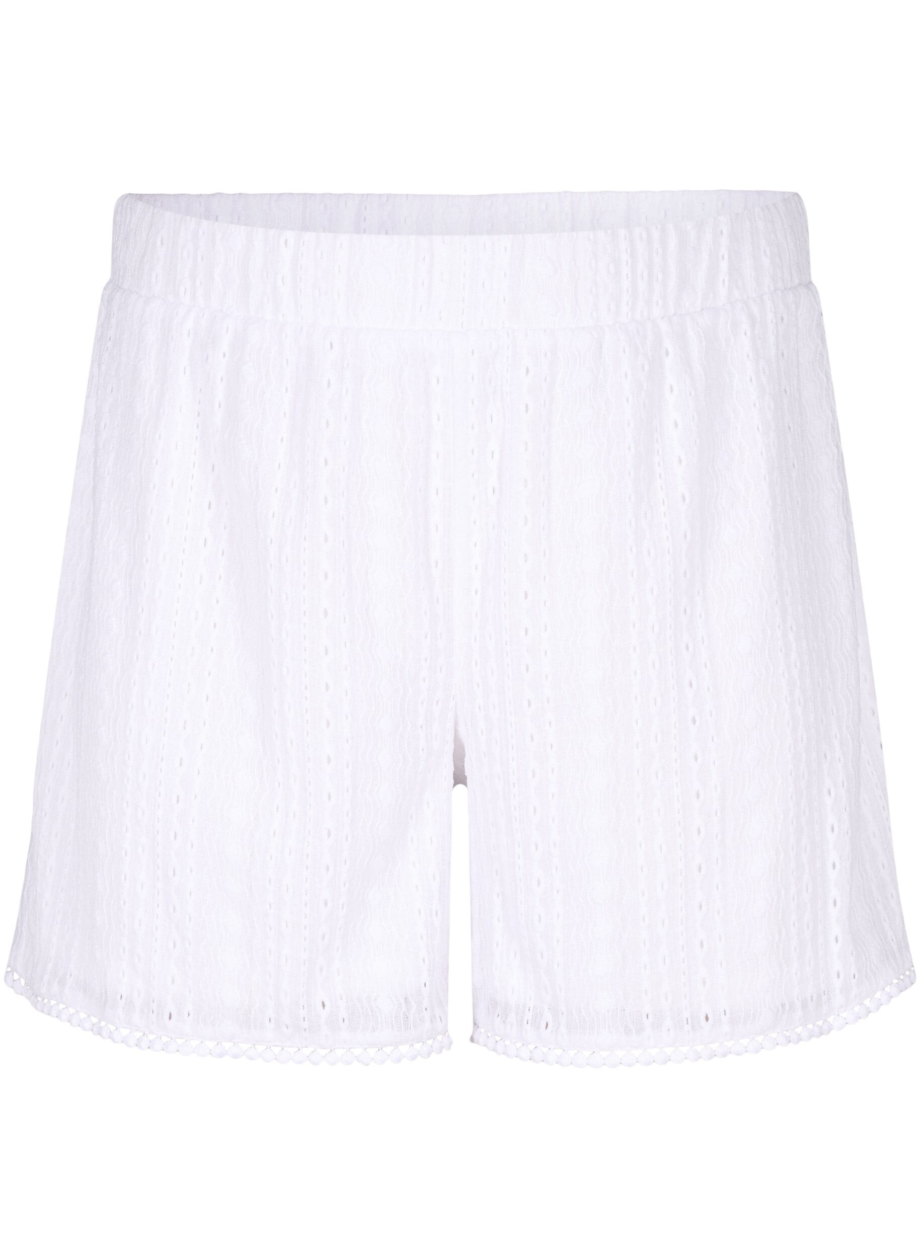 Zizzi Shorts med strukturm&ouml;nster, Bright White, Packshot image number 0