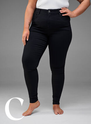 Mycket åtsittande jeans med hög midja, Black, Model image number 6