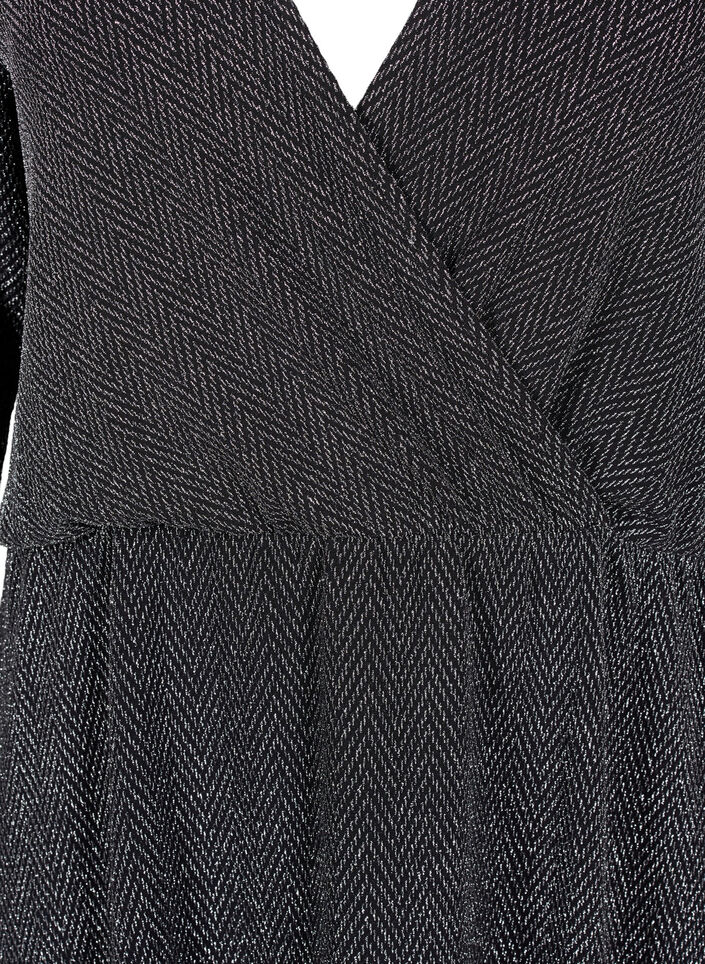 Glitterklänning med sicksackmönster, Silver ZigZagShimmer, Packshot image number 2