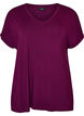 Bas-t-shirt med v-ringning i viskos, Lila, Packshot image number 0