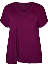 Bas-t-shirt med v-ringning i viskos, Lila