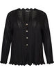 Cardigan with eyelet embroidery and wavy edges, Black, Packshot image number 0
