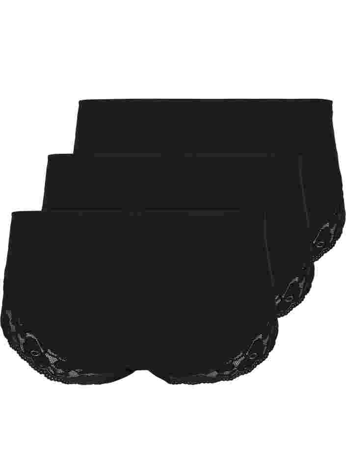 3-pack hipstertrosor med spetskant, Black, Packshot image number 1