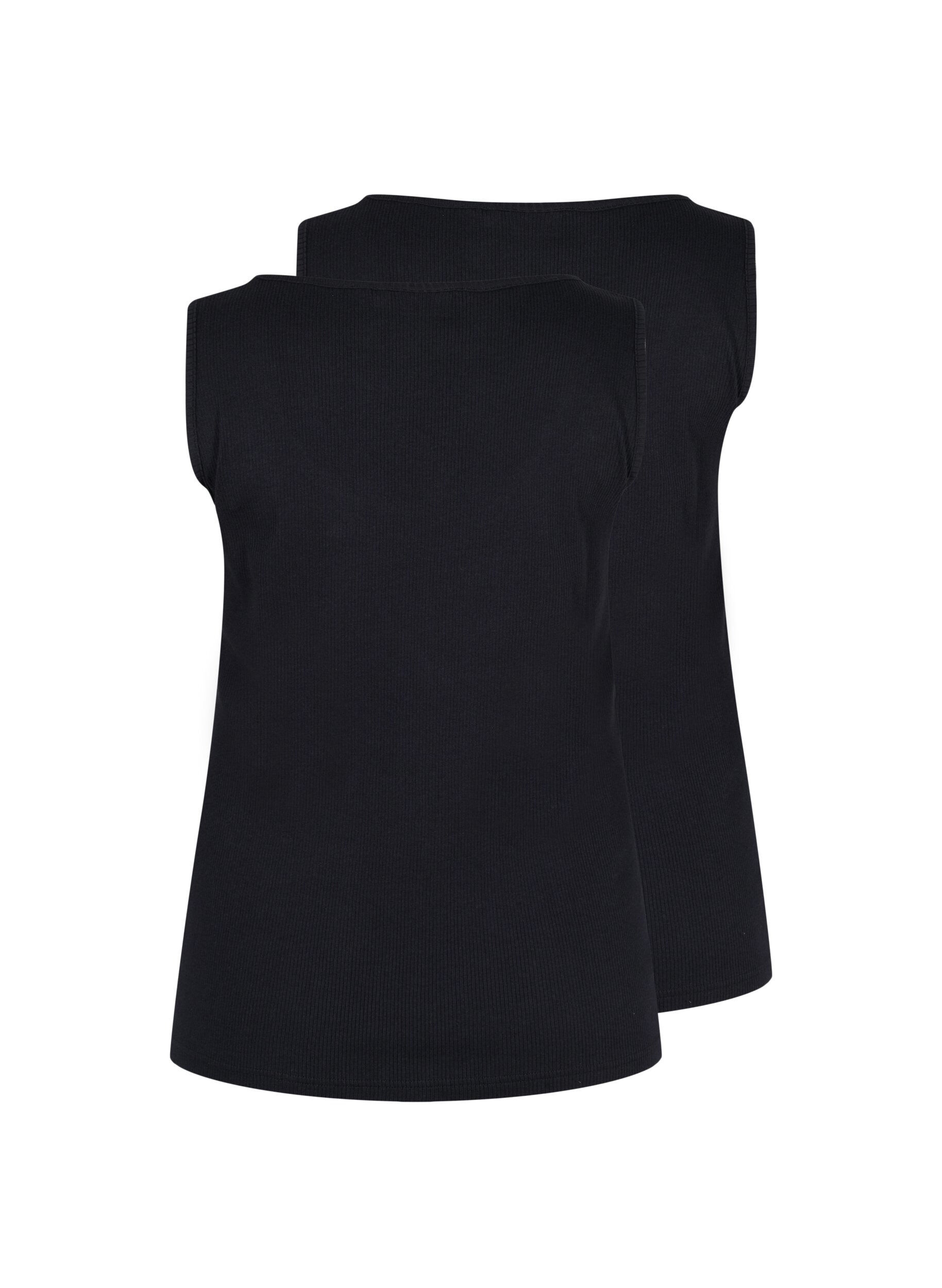 Zizzi 2-pack ribbad bas-tanktop , Black/Black, Packshot image number 1