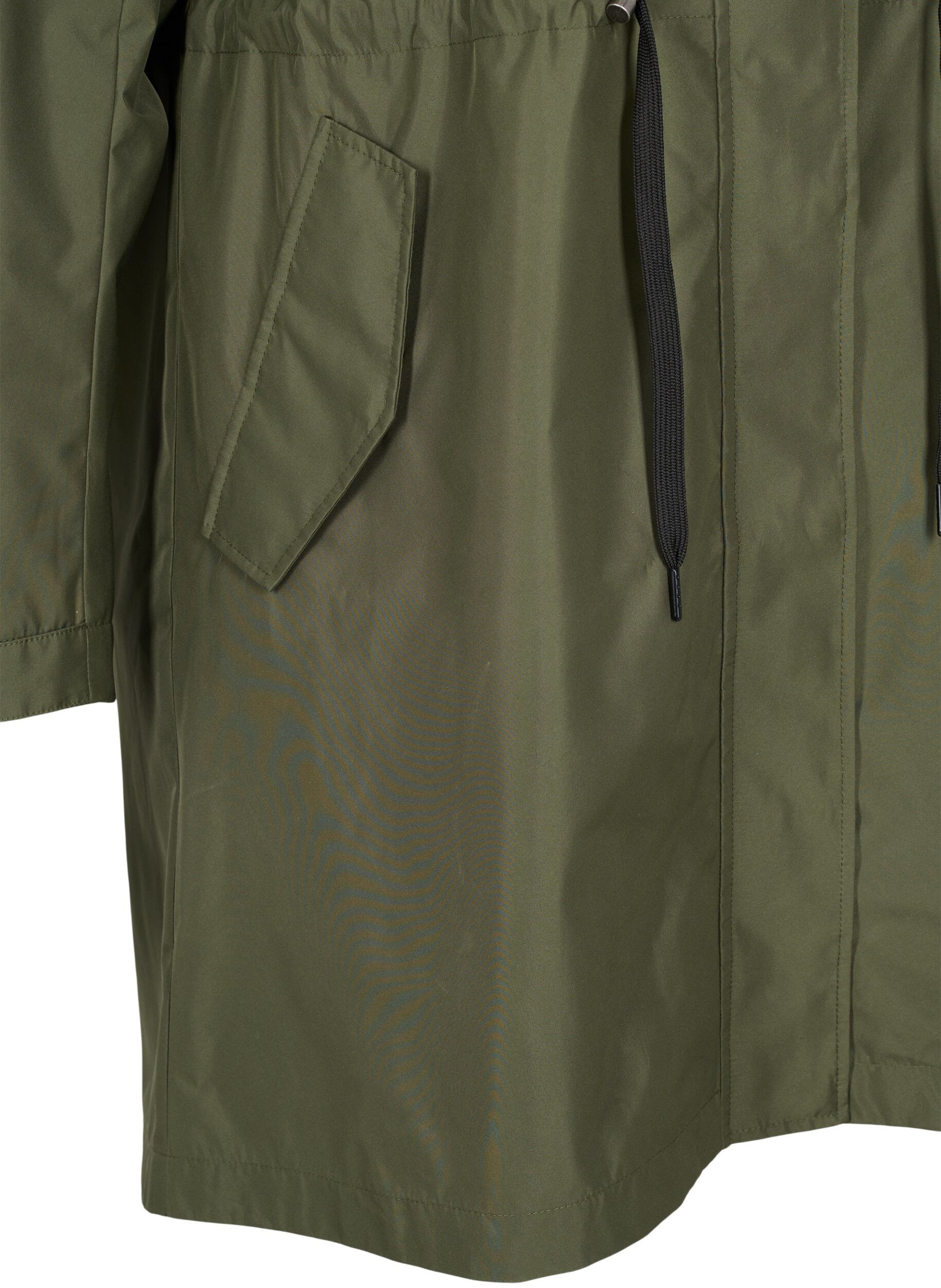 Zizzi Vattent&auml;t parka med avtagbar huva, Forest Night, Packshot image number 3