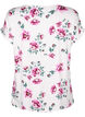 Blommig blus i viskos med kort ärm, White Pink AOP, Packshot image number 1