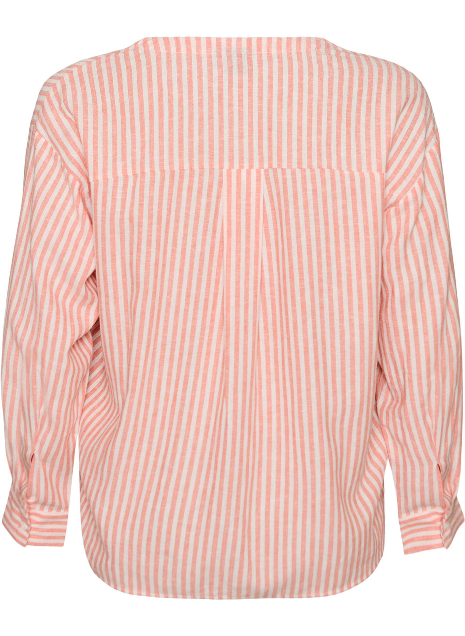 ZizziBlus i linne och viskos med v-ringning, Orange, Packshot image number 1