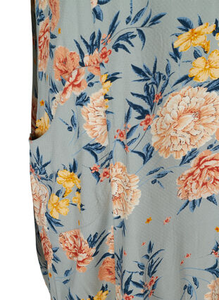 Kortärmad viskosklänning med mönster, Light Blue Flower, Packshot image number 3