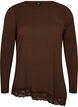 Blus i jersey med asymmetrisk spetskant, Brun, Packshot image number 0
