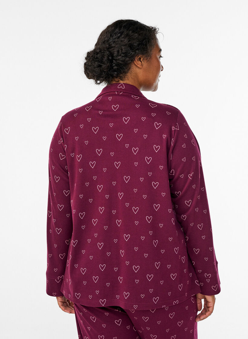 Pyjamasskjorta i bomull med br&ouml;stficka, R&ouml;d, Model